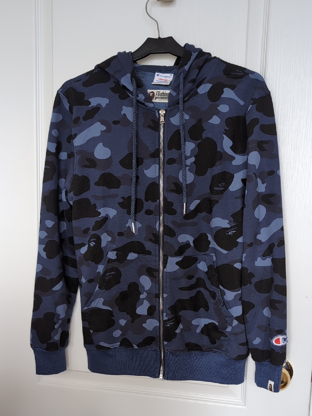 *RARE* BAPE x Champion Blue Camouflage Full Zip Hoodie